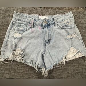 Vervet Light Wash Ripped Denim Shorts